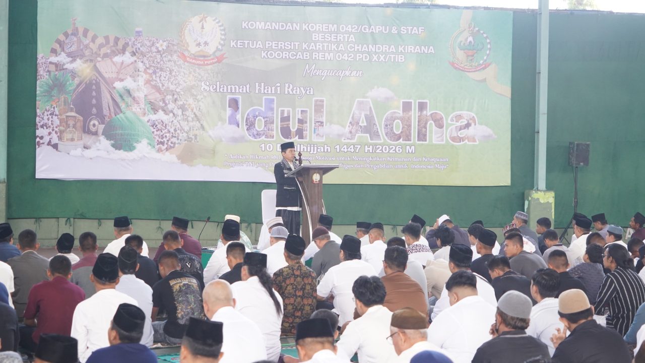 Korem 042/Gapu Gelar Sholat Idul Adha 1447 H